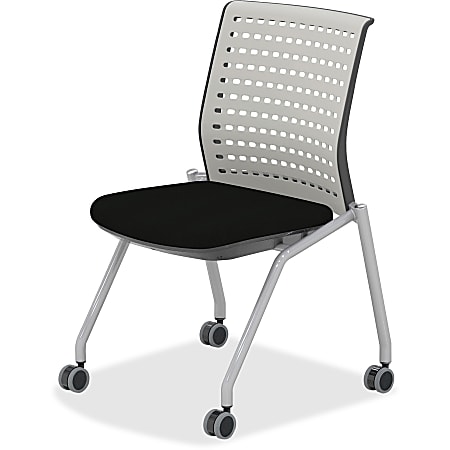 Mayline® Thesis Static Back Armless Stackable Chairs, Black/Light Gray, Set Of 2