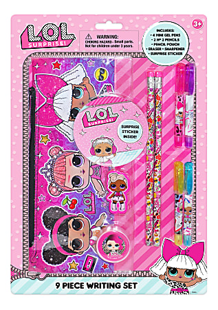  LOL Surprise Doll Pencil Case Set with LOL Stickers and Gel  Pens for Girls, Molded with Zip Closure, Pink : Office Products