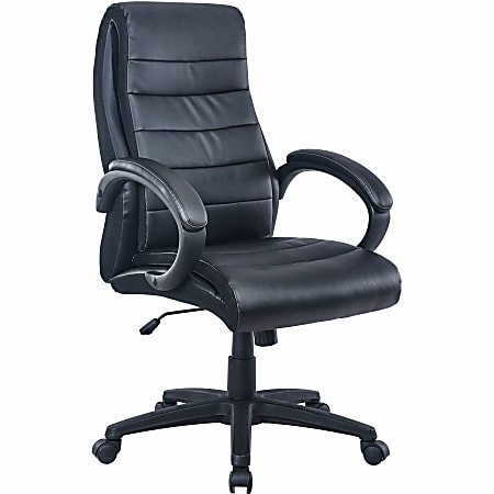 Lorell® Deluxe Ergonomic Bonded Leather High-Back Chair, Black