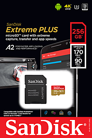 SanDisk Extreme PLUS microSDXC UHS I Card With Adapter 256GB