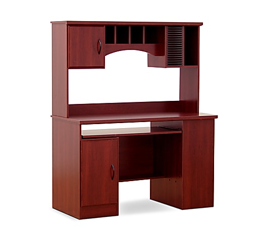 South Shore Furniture Morgan Collection Computer Desk With Hutch, 59"H x 48"W x 23"D, Royal Cherry