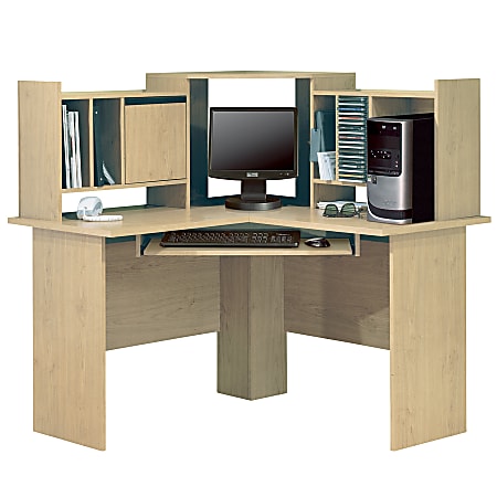 South Shore Furniture Morgan Collection Corner Desk With Hutch, 51"H x 50"W x 50"D, Honey Oak