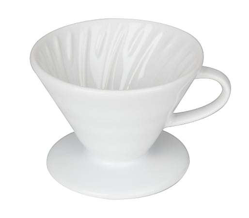 Mind Reader Ceramic Coffee Dripper, 3-3/4”H x 5-1/4”W x 4-1/2”D, White