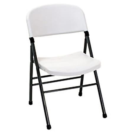 Samsonite® Endura Molded Folding Chairs, 32 1/2"H x 19 1/2"W x 21 3/4"D, White Speckle, Pewter Frame, Set Of 4