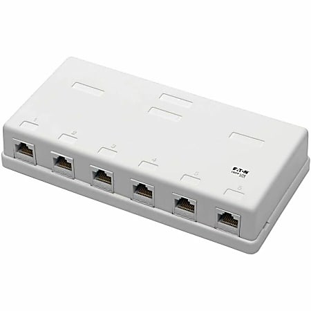 Eaton Tripp Lite Series Pre-Configured Unshielded Cat6 6-Port Surface-Mount Box, 110 IDC, RJ45, White - White - 6x RJ-45 Port(s) - N236-006-WH