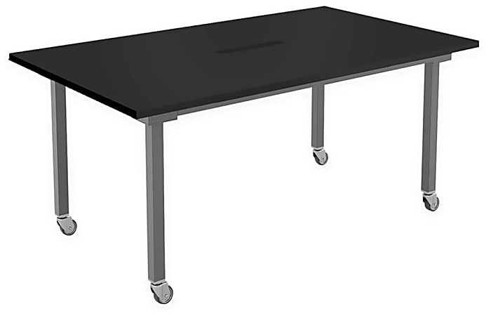 VARI Rectangular Conference Table, 30-1/2"H x 72"W x 42"D, Black/Slate