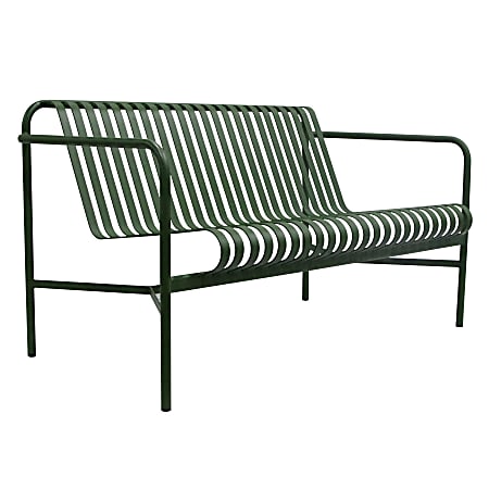 Eurostyle Enid Outdoor Furniture Steel Loveseat, Dark Green