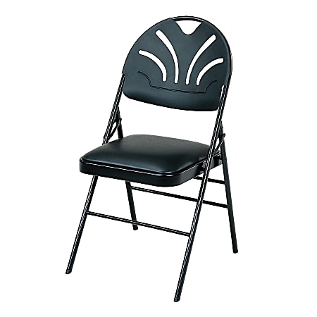 Samsonite® Vinyl Padded Oversized Folding Chairs, 36 1/2"H x 19 1/2"W x 22 3/4"D, Black, Pack Of 4