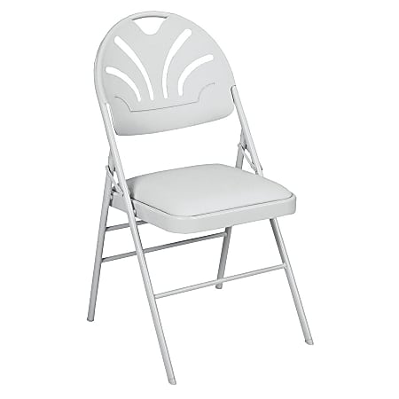 Samsonite® Vinyl Padded Oversized Folding Chairs, 36 1/2"H x 19 1/2"W x 22 3/4"D, Cool Gray, Pack Of 4
