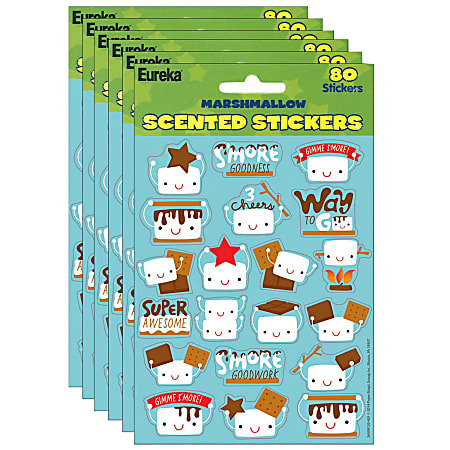 Eureka Scented Stickers, Marshmallow, 80 Stickers Per Pack, Set Of 6 Packs