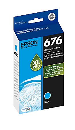 Epson® 676XL DuraBrite® Ultra High-Yield Cyan Ink Cartridge, T676XLXL220-S