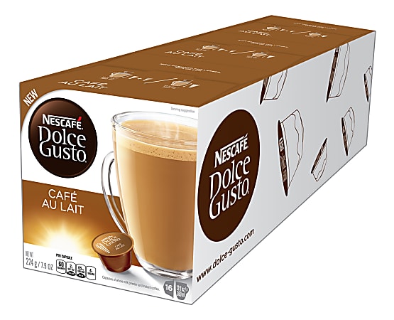 Nescafe® Dolce Gusto® Single-Serve Café Coffee Pods, Au Lait, Carton Of 48, 3 x 16 Per Box