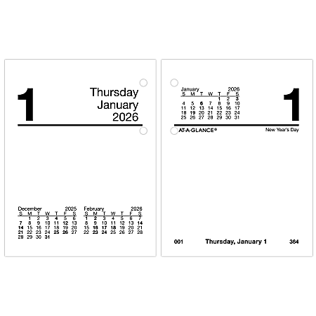 AT-A-GLANCE® 2026 Daily Loose-Leaf Desk Calendar Refill, Mini, 3" x 3 3/4"