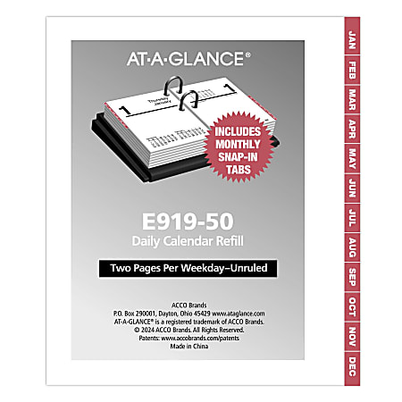 AT A GLANCE 2026 Daily Loose Leaf Desk Calendar Refill Mini 3 x 3 34 ...