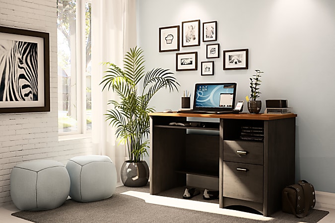 South Shore Gascony Desk Ebony and Morgan Cherry Office Depot
