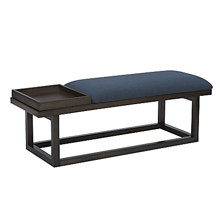 Powell Martinez Padded Bench With Tray, 18”H x 52”W x 17-1/2”D, Brown/Navy