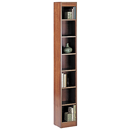 Safco® WorkSpace® Wood Veneer Baby Bookcase, Cherry, 7 Shelves, 84"H x 12"W x 12"D