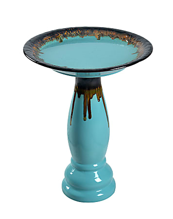 Kenroy Home Brandy Birdbath, 21-1/4"H x 16-1/2"W x 16-1/2"D, Teal