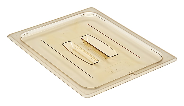 Cambro High Heat Half-Size H-Pan Lids With Handles, 12-3/4" x 10-7/16", Amber, Case Of 6 Lids
