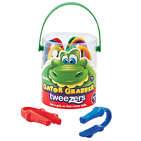 Learning Resources® Gator Grabber Tweezers, 4", Assorted Colors, Pre-K - Grade 1, Pack Of 12