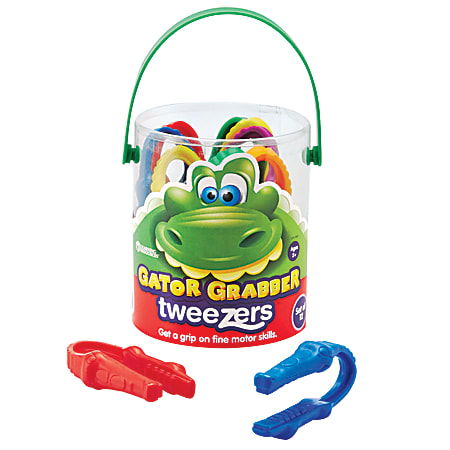 Learning Resources® Gator Grabber Tweezers, 4", Assorted Colors, Pre-K - Grade 1, Pack Of 12