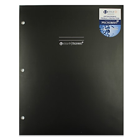 U Style 2-Pocket Paper Folder With Microban® Antimicrobial Protection, 9-9/16" x 11-11/16", Black