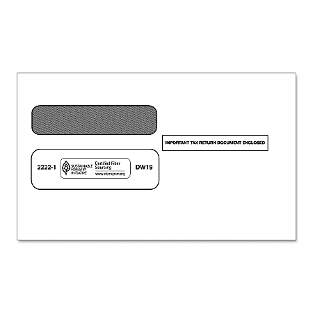 ComplyRight™ Double-Window Envelopes For Standard IRS 3-Up 1099 Formats, Moisture Seal, 3 7/8" x 8 3/8", Pack Of 100 Envelopes