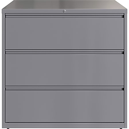 Lorell® 42"W Lateral 3-Drawer File Cabinet, Metal, Silver