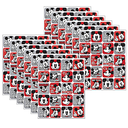 Eureka Theme Stickers, Mickey Mouse Throwback, 120 Stickers Per Pack, Set Of 12 Packs