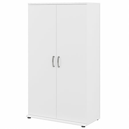 Bush® Business Furniture Universal Tall Storage Cabinet With Doors And  Shelves, White, Standard Delivery