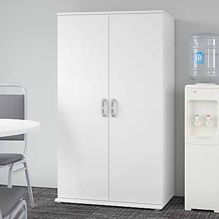 Bush Tall Storage Cabinet White, Tall Storage Cabinet With Shelves