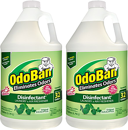 OdoBan Disinfectant Concentrate And Odor Eliminator, 1 Gallon, Original Eucalyptus Scent, Pack Of 2 Jugs