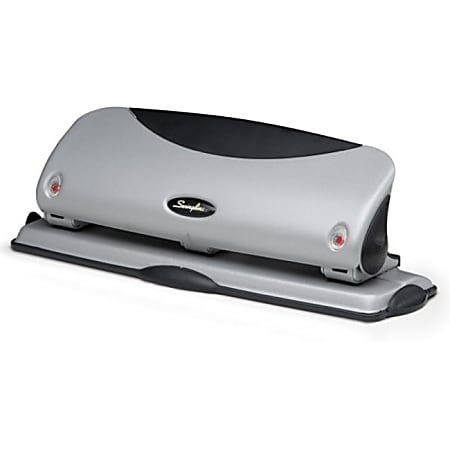 Swingline® Easy View 3-Hole Punch, Black/Silver
