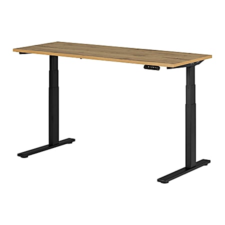 South Shore Ezra Electric Adjustable-Height Standing Desk, 48-3/4"H x 59-1/2"W x 27-1/2"D, Nordik Oak/Matte Black