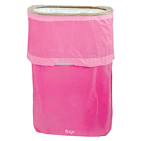 Amscan Pop-Up Plastic Trash Fling Bins, 13 Gallons, Bright Pink, Pack Of 3 Bins