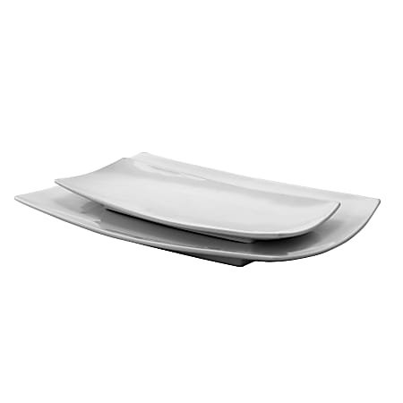 Gibson Elite Gracious Dining 2-Piece Serving Platter Set, White