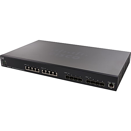Cisco SX550X-16FT 16-Port 10G Stackable Managed Switch - 16 Ports - Manageable - 2 Layer Supported - 57.70 W Power Consumption - Twisted Pair - Rack-mountable - Lifetime Limited Warranty