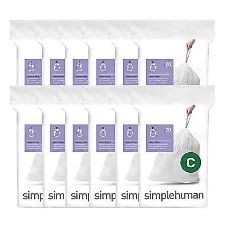 simplehuman Code C Custom-Fit Can Liners, 2.6-3.2 Gallons,
