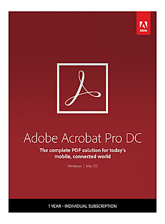 Adobe&reg; Acrobat&reg; Pro DC, 1-Year Subscription, For PC/Mac&reg;, Disc