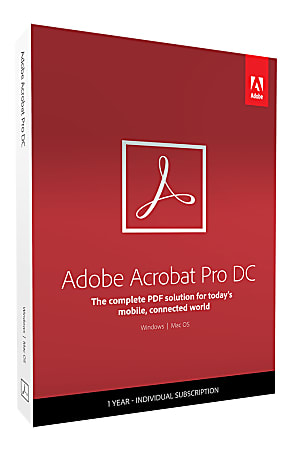 Adobe Acrobat Pro DC 1 Year Subscription For PCMac Disc