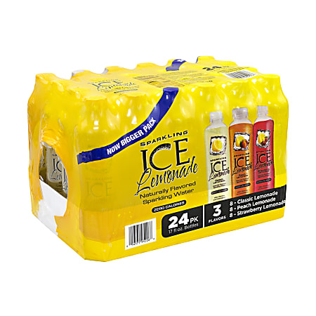 Sparkling ICE Sparkling Lemonade, 17 Oz, Pack Of 24 Bottles