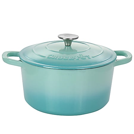 Crock-Pot Artisan 3 Quart Enameled Cast Iron Dutch Oven with Lid in Aqua  Blue in the Cooking Pots department at