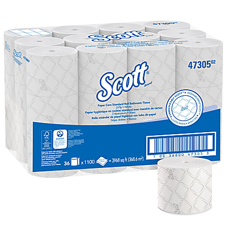 Scott® Pro Small-Core High-Capacity 2-Ply Toilet Paper, 1100' Per Roll, Pack Of 36 Rolls