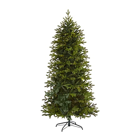 Nearly Natural Belgium Fir 84”H Artificial Christmas Tree With Bendable Branches, 84”H x 32”W x 32”D, Green