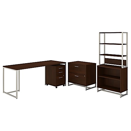 kathy ireland® Office by Bush Business Furniture Method 72"W Table Desk With File Cabinets And Bookcase, Century Walnut, Standard Delivery