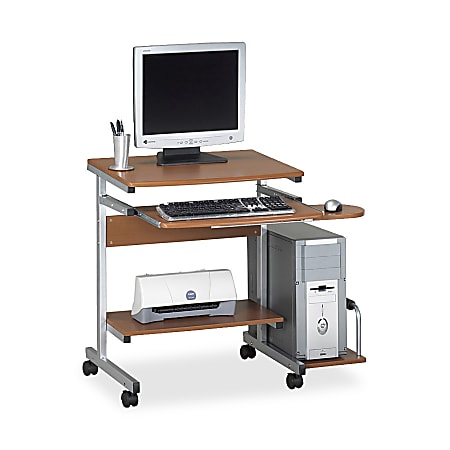 Mayline Eastwinds Portrait PC Cart Desk Workstation 31"H x 36 1/2"W x 19 1/4"D, Medium Cherry/Metallic Gray