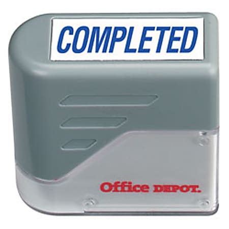 Office Depot® Brand Pre-Inked Message Stamp, "Completed", Blue