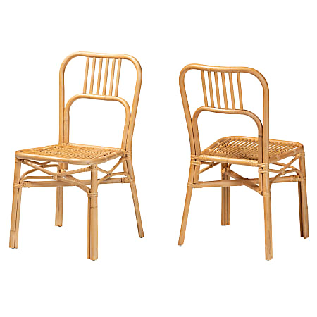 bali & pari Ivora Modern Bohemian Dining Chairs, Natural Brown, Set Of 2 Chairs