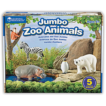 Learning Resources Jumbo Figures, Zoo Animals, Pack Of 5