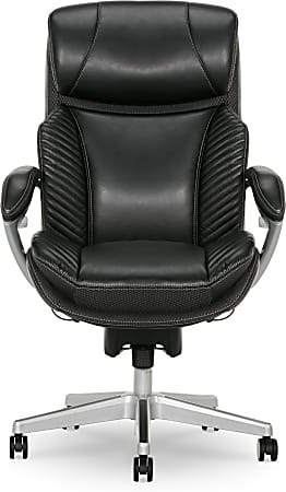 Serta® iComfort i6000 Big & Tall Ergonomic Bonded Leather High-Back Executive Chair, Black/Silver